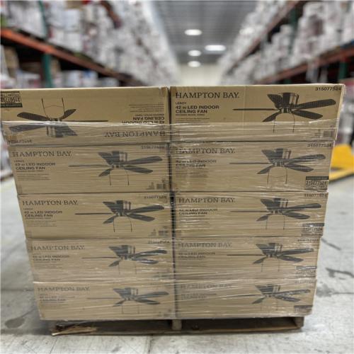 DALLAS LOCATION - Hampton Bay Leroy 42 LED Brushed Nickel Ceiling Fan With Light PALLET-(40 UNITS)