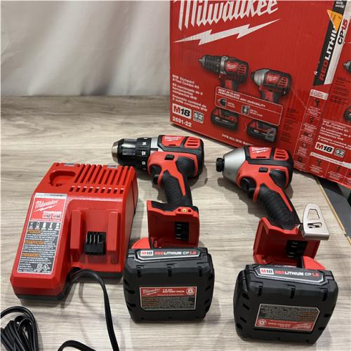 AS-IS Milwaukee 18V Lithium-Ion Cordless Drill Driver/Impact Driver Combo Kit