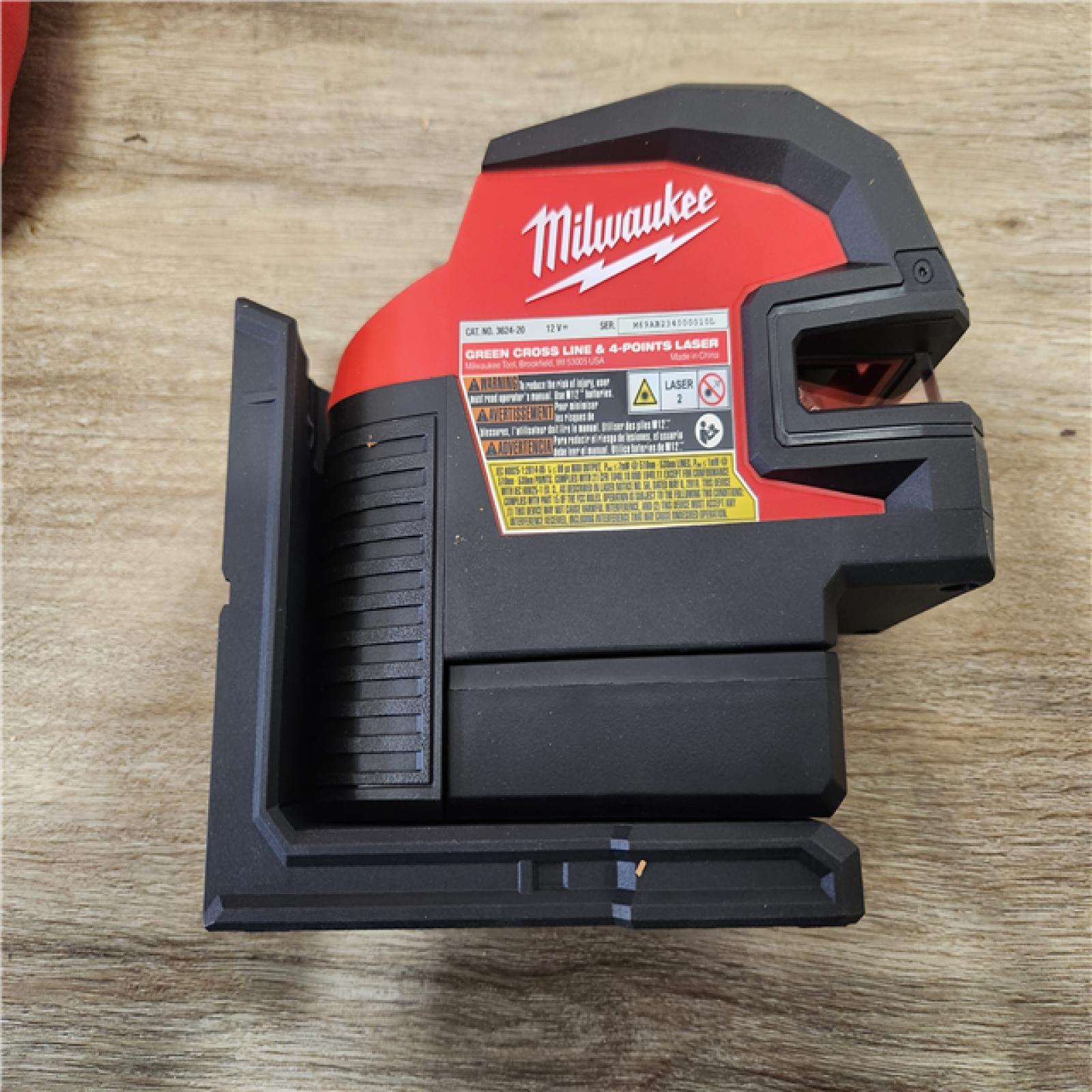 Phoenix Location NEW Milwaukee M12 12-Volt Lithium-Ion Cordless Green Cross Line and 4-Points Laser Kit