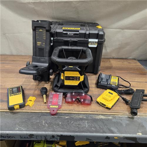Good - Dewalt 20-Volt MAX Lithium-Ion 150 ft. Red Self-Leveling Rotary Laser Level with Detector, Battery 2Ah, Charger, & TSTAK Case