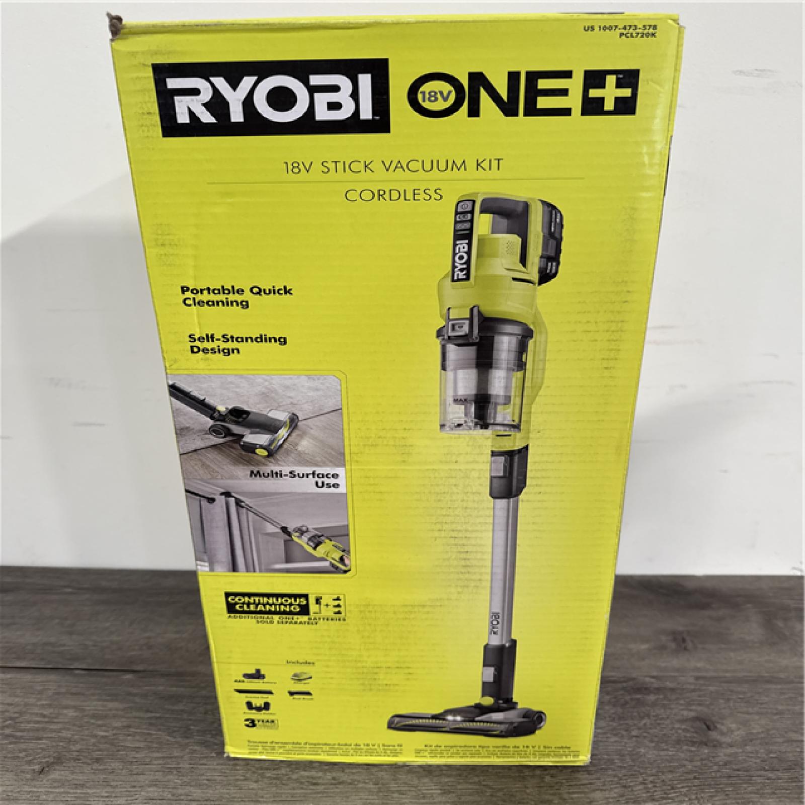 California NEW Sealed Box Ryobi One+ 18V Stick Vacuum Kit Cordless; Includes (1) Battery & Charger