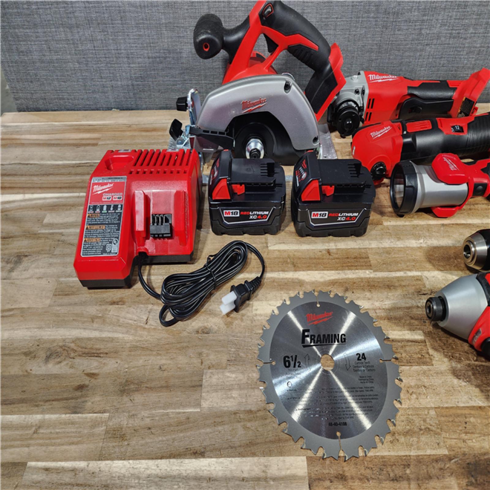 HOUSTON LOCATION - AS - IS Milwaukee 6 Tool Combo Kit W/ (2) Battery & Charger