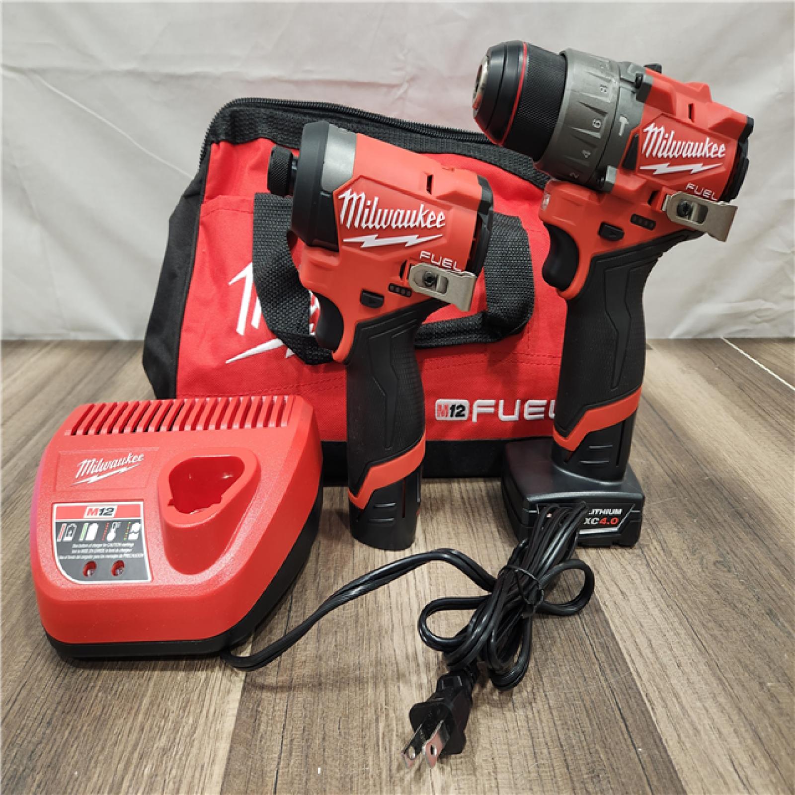 AS-IS- Milwaukee 12V Brushless Hammer Drill and Impact Driver Combo Kit