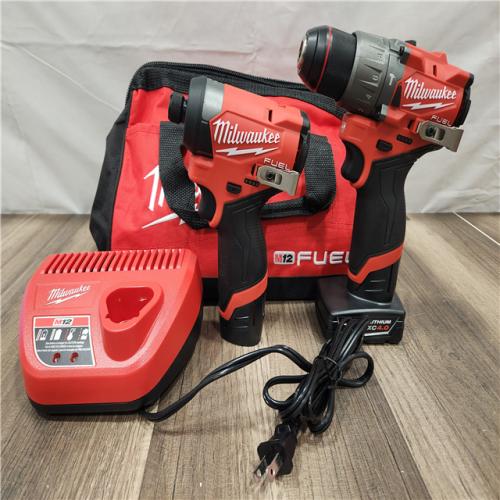 AS-IS- Milwaukee 12V Brushless Hammer Drill and Impact Driver Combo Kit