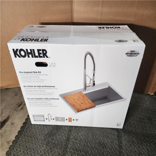 HOUSTON LOCATION - AS-IS (NEW) PRO - INSPIRED SINK KIT TOP-/UNDER-MOUNT SINGLE-BOWL KITCHEN SINK 18-GA STAINLESS STEEL
