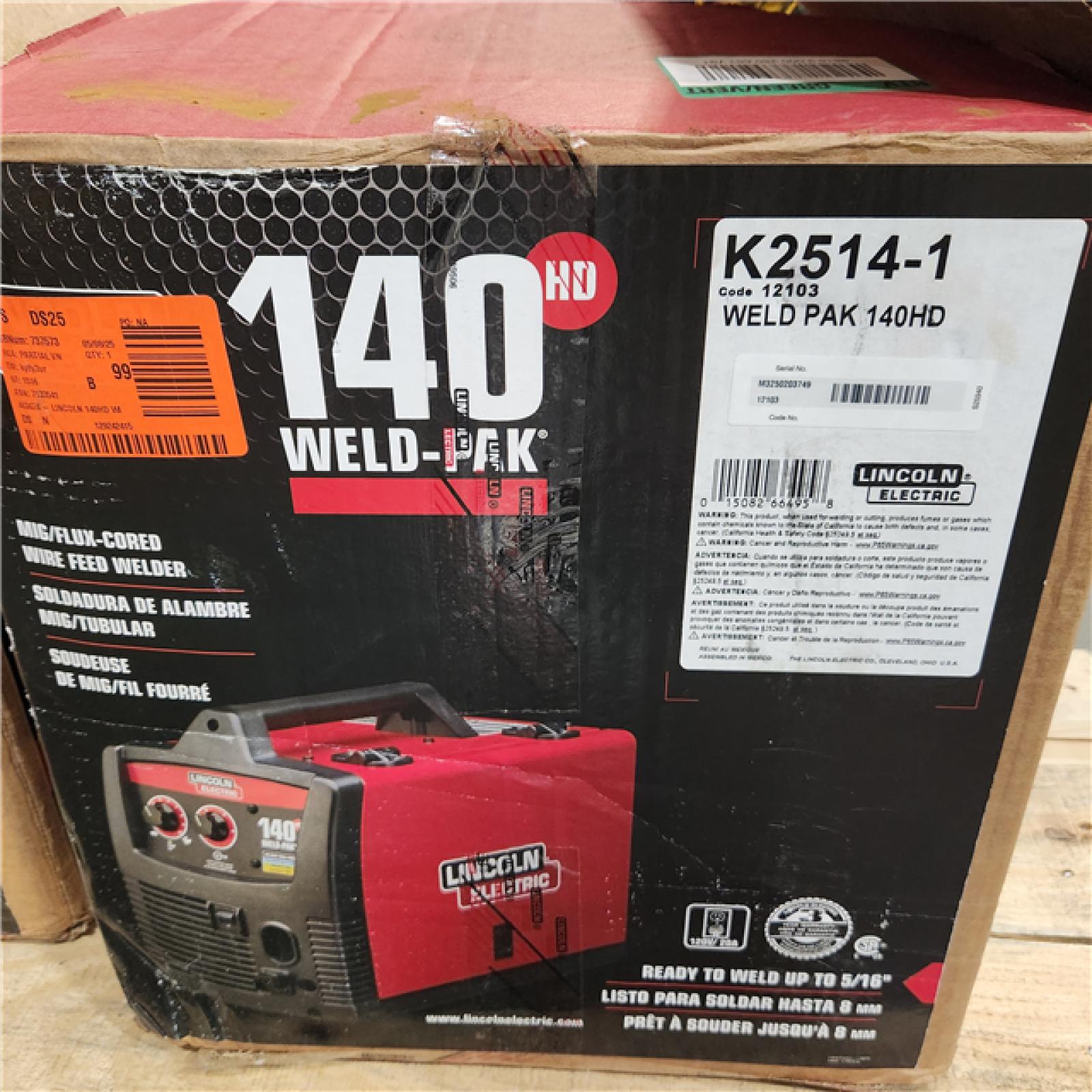 Dallas Location - As-Is Lincoln Electric Weld Pak 140 HD Wire-Feed Welder