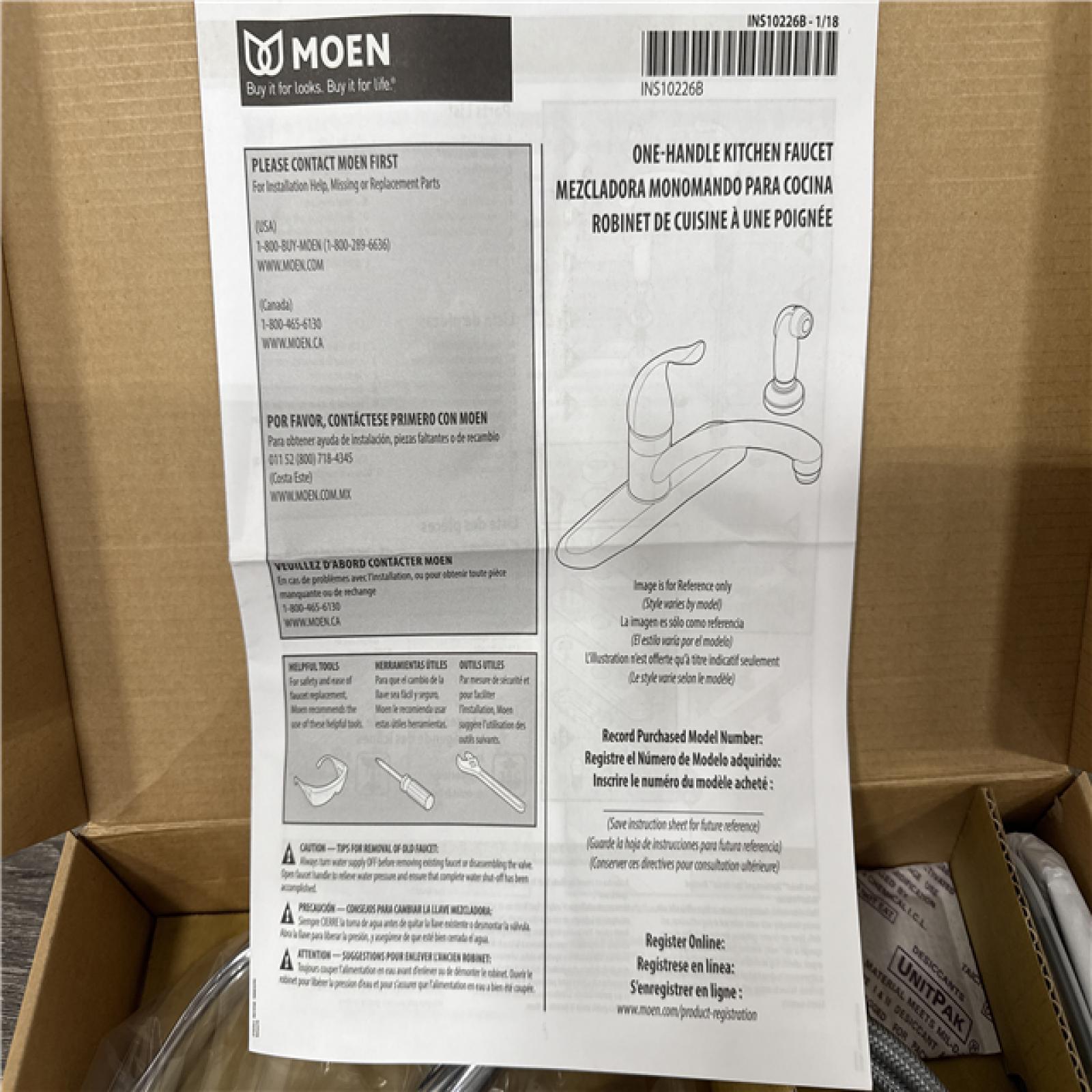 California AS-IS Moen One-Handle Kitchen Faucet