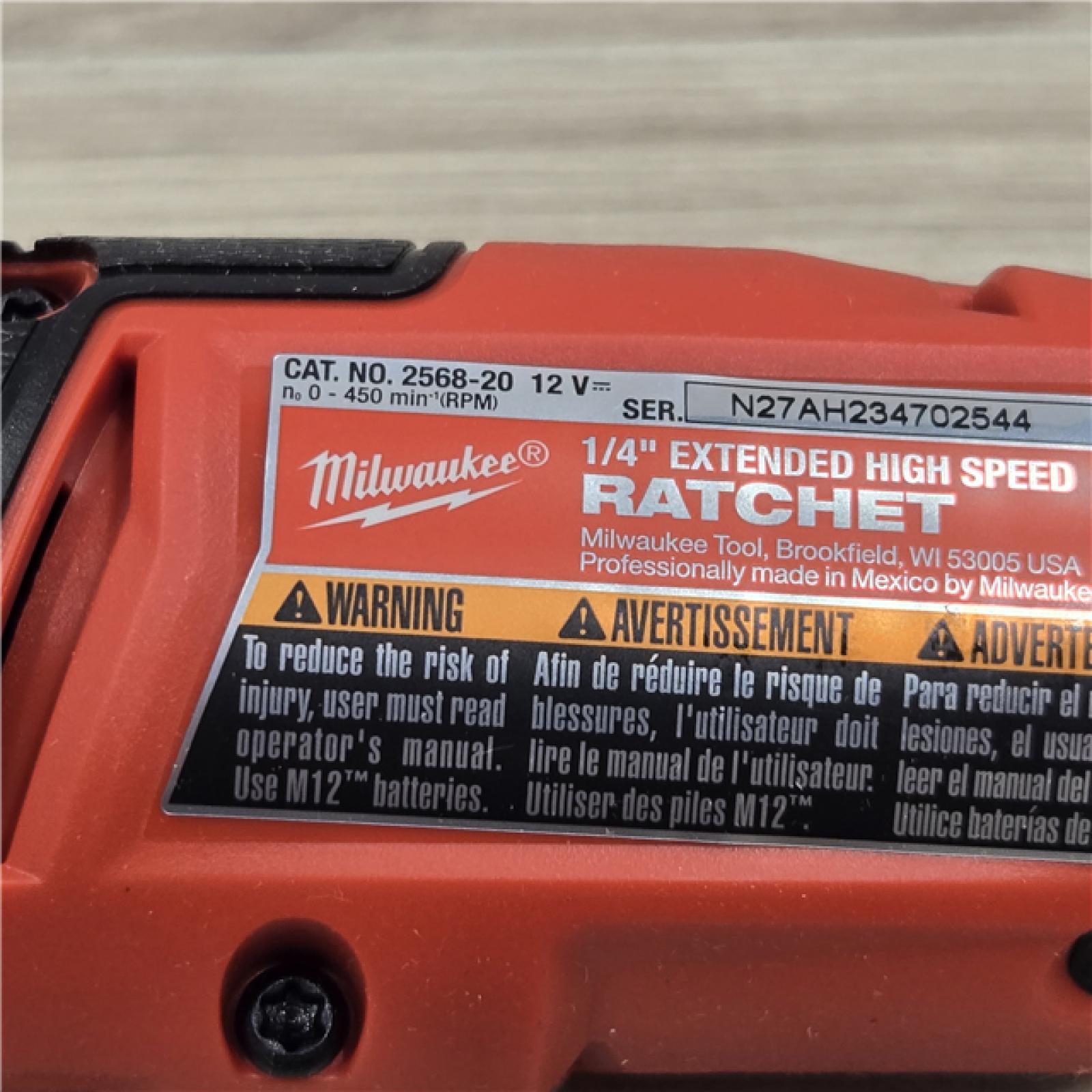 AS-IS Milwaukee 2568-20 12V M12 FUEL Cordless 1/4 Extended Reach High Speed Ratchet (Tool Only)