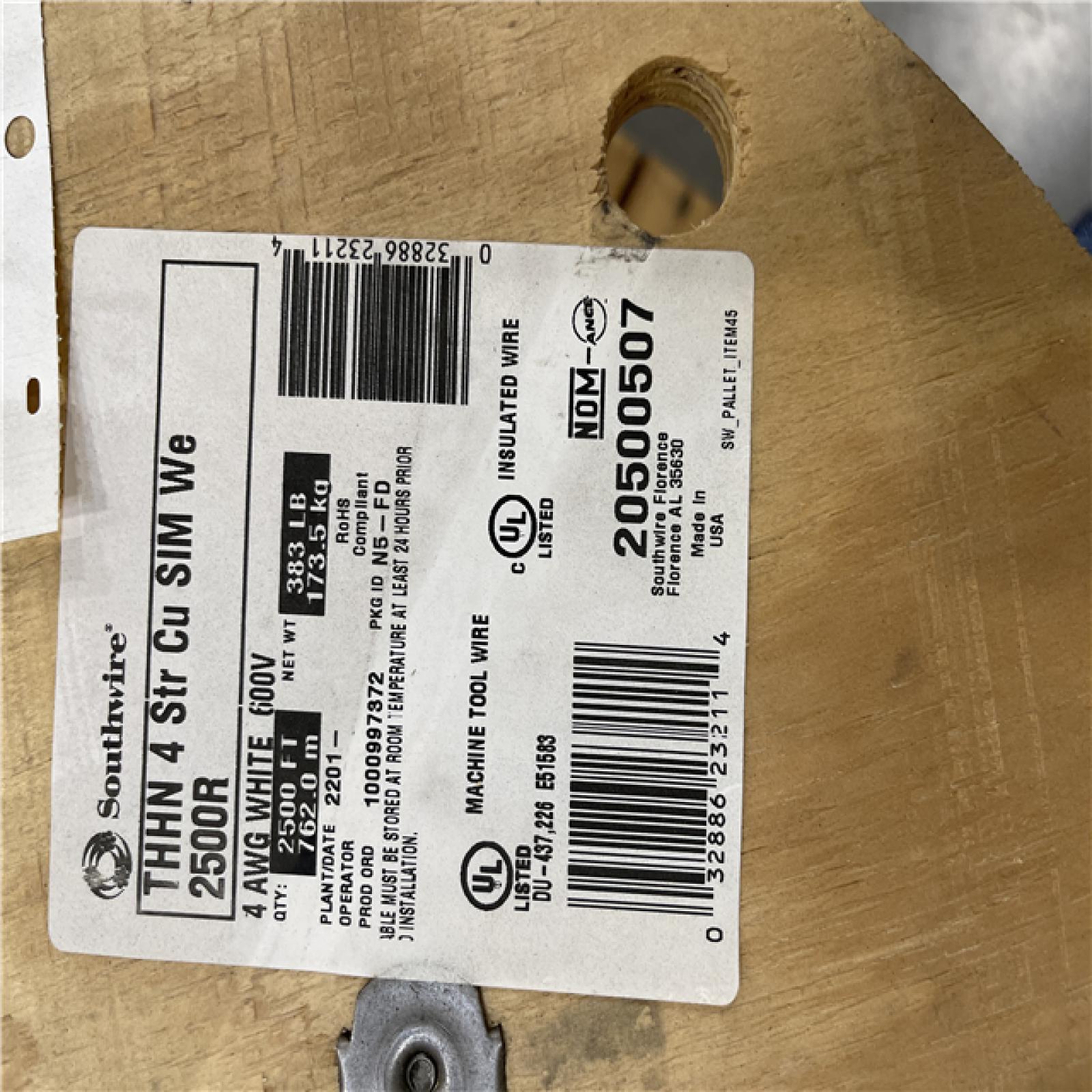 DALLAS LOCATION - Southwire 2,500 ft. 4 White Stranded CU SIMpull THHN Wire(SEE NOTES)