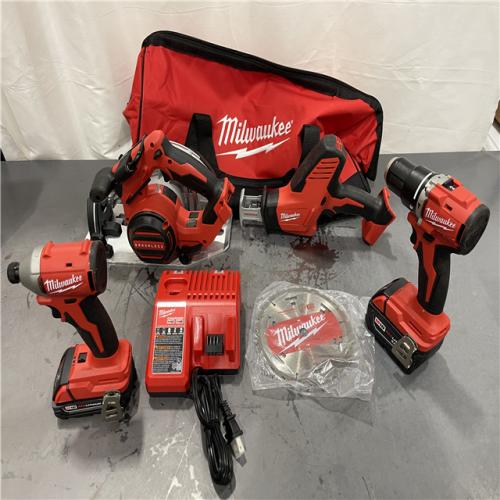 AS-IS - Milwaukee M18 18-Volt Lithium-Ion Brushless Cordless Combo Kit (4-Tool)