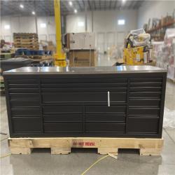 DALLAS LOCATION- Husky Tool Storage Heavy Duty 96 in. W x 24 in. D Matte Black Mobile Workbench Cabinet with Stainless Steel Top
