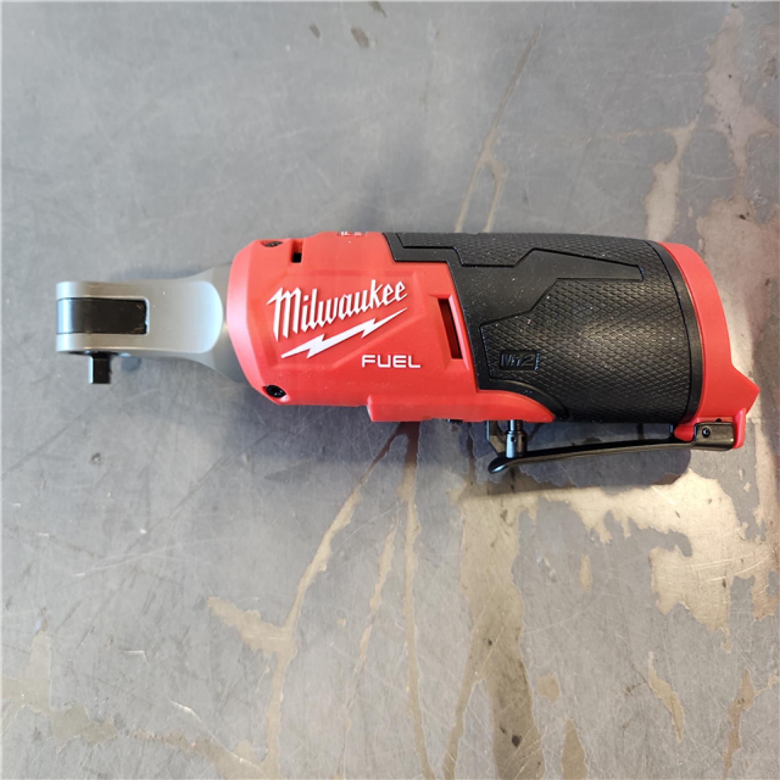 AS-IS- Milwaukee M12 FUEL 12V Lithium-Ion Brushless Cordless High Speed 1/4 in. Ratchet Kit w/(2) Batteries  Charger and Bag
