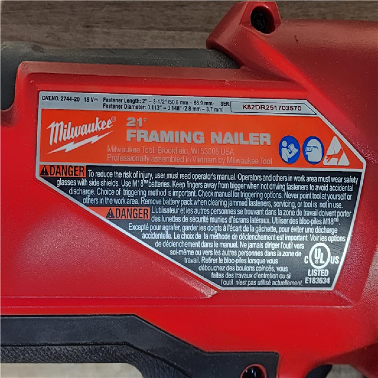 HOUSTON LOCATION - AS-IS Milwaukee FUEL 3-1/2 in. 18-Volt 21-Degree Lithium-Ion Brushless Cordless Framing Nailer (Tool-Only)