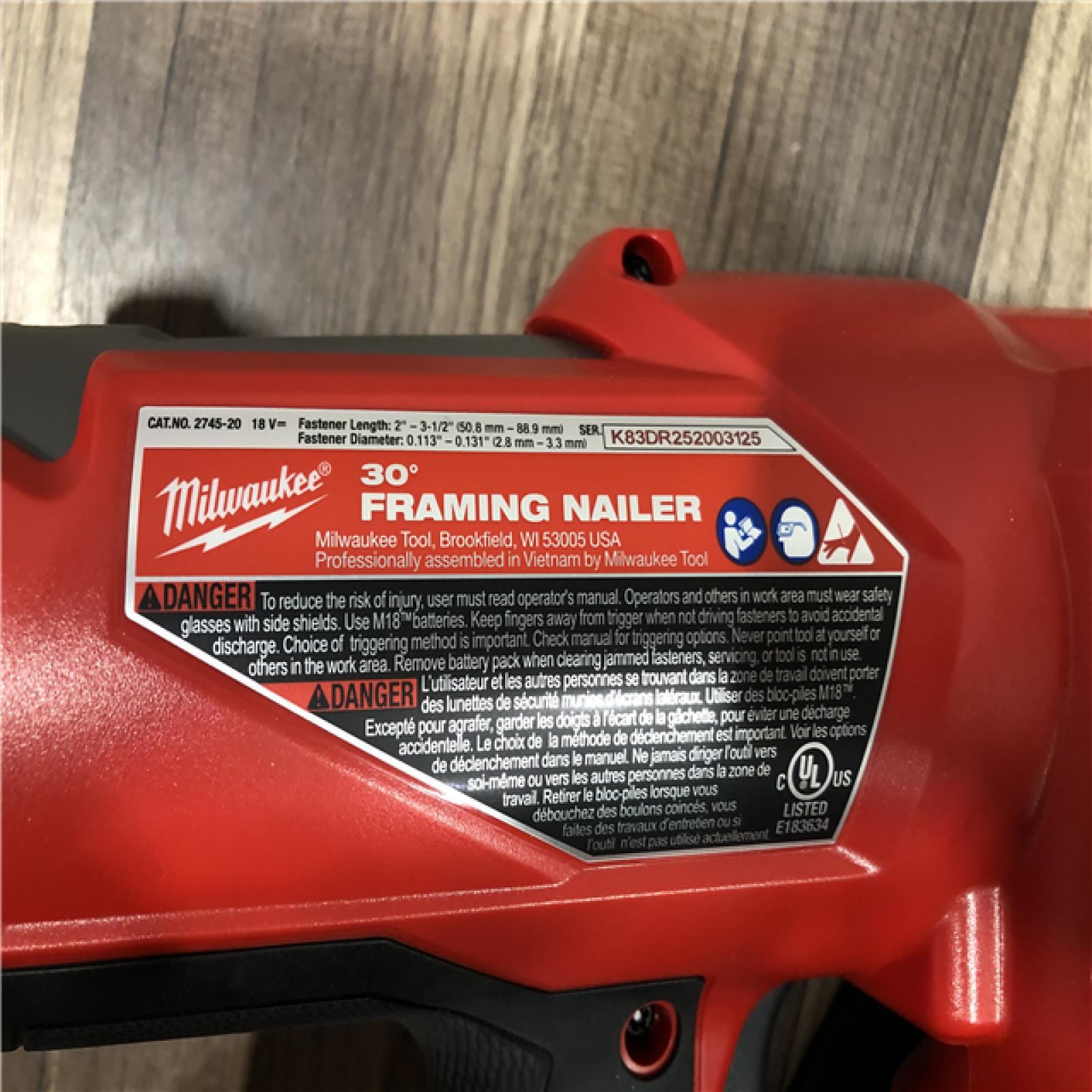 AS-IS Milwaukee FUEL 3-1/2 in. 18-Volt 30-Degree Lithium-Ion Brushless Cordless Framing Nailer (Tool-Only)
