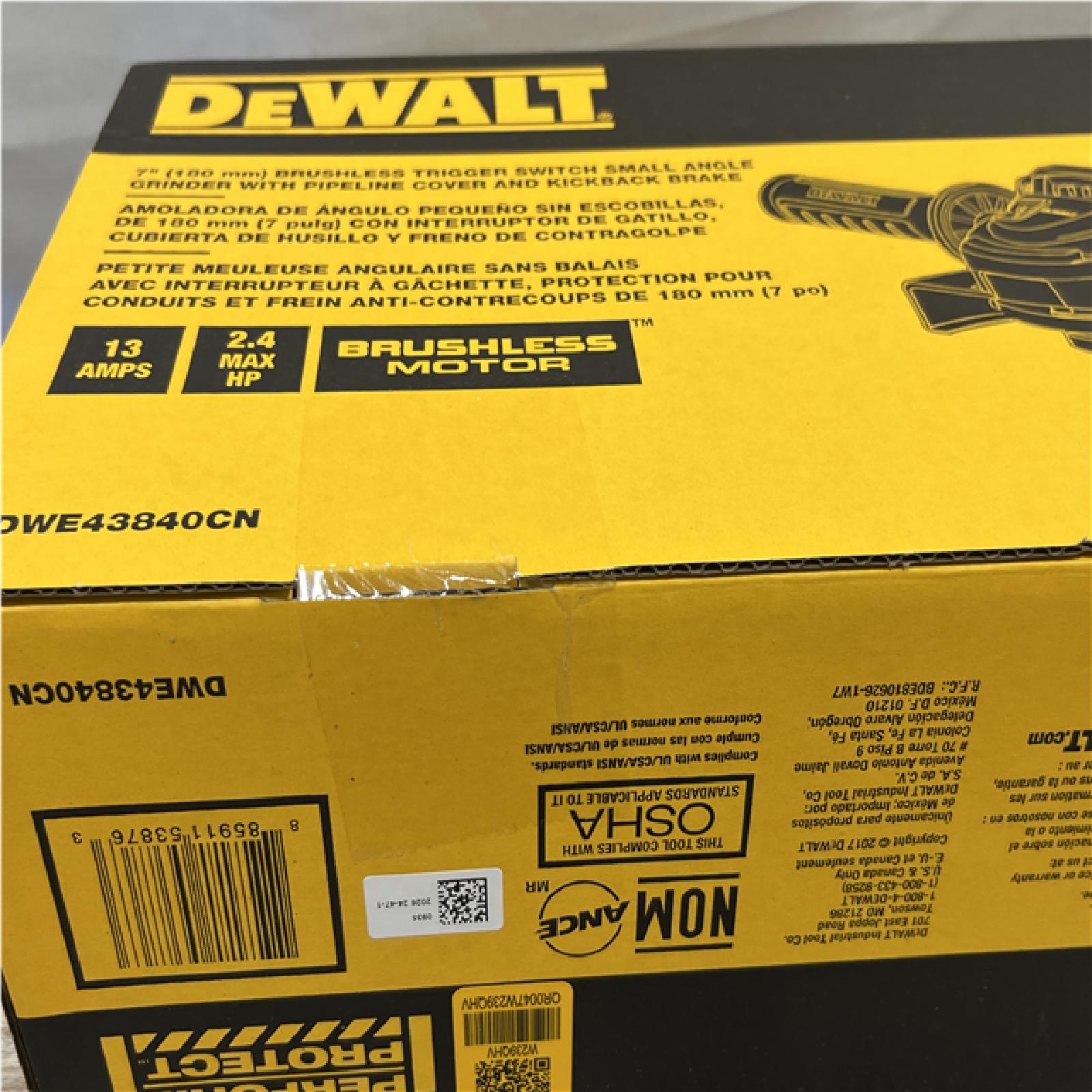 NEW - DEWALT 7 in. Brushless Trigger Switch Small Angle Grinder