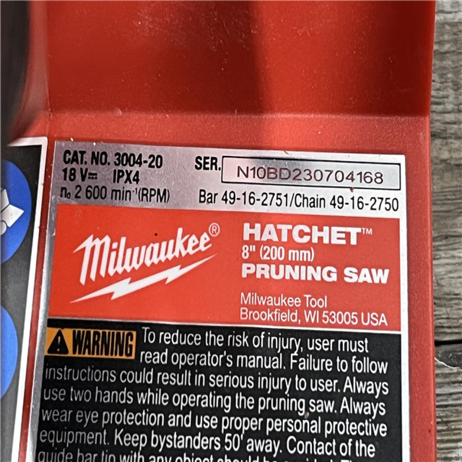 AS-IS Milwaukee FUEL 18V Lithium-Ion Brushless Cordless 8 in. HATCHET Pruning Saw (Tool-Only)
