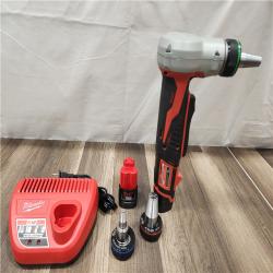 AS-IS- Milwaukee M12 12V Lithium-Ion Cordless PEX Expansion Tool Kit with (2) 1.5 Ah Batteries  (3) Expansion Heads and Hard Case