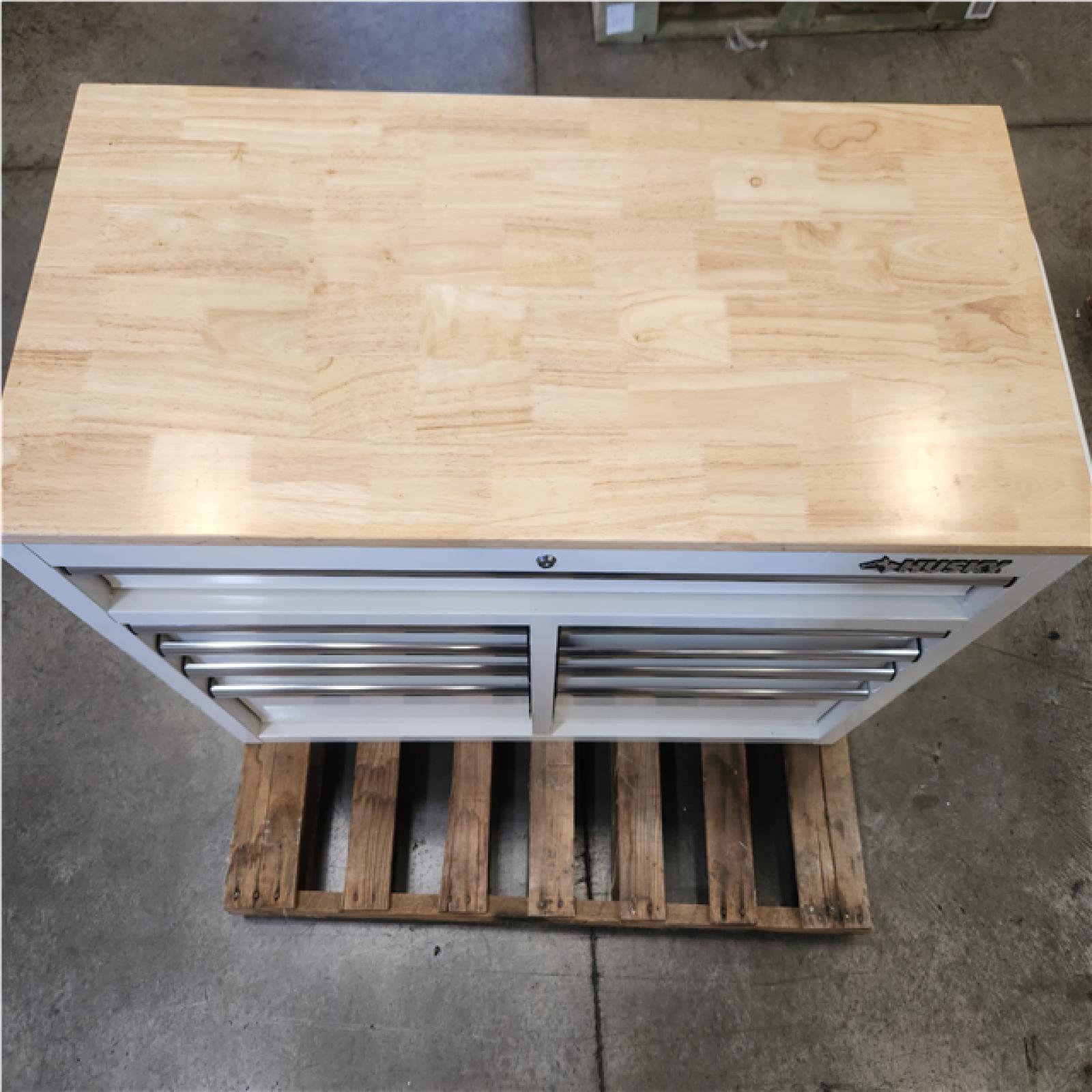 Phoenix LIKE NEW Husky Tool Storage 46 in. W x 18 in. D 9-Drawer Gloss White Mobile Workbench Cabinet