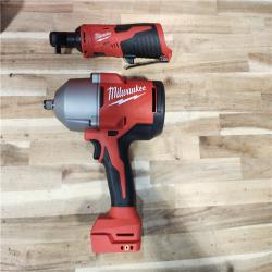 HOUSTON LOCATION - AS-IS Milwaukee 12/18V Lithium-Ion Cordless 3/8 in. Ratchet and 1/2 in. High Torque Impact Wrench with Friction Ring Combo Kit