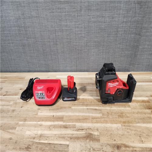 HOUSTON LOCATION - AS-IS Milwaukee 12-Volt Lithium-Ion Cordless Green 250 ft. 3-Plane Laser Level Kit
