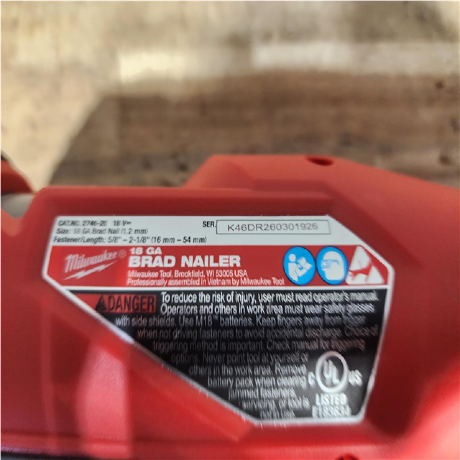 Houston Location AS-IS Milwaukee FUEL 18-Volt Lithium-Ion Brushless Cordless Gen II 18-Gauge Brad Nailer (Tool-Only)