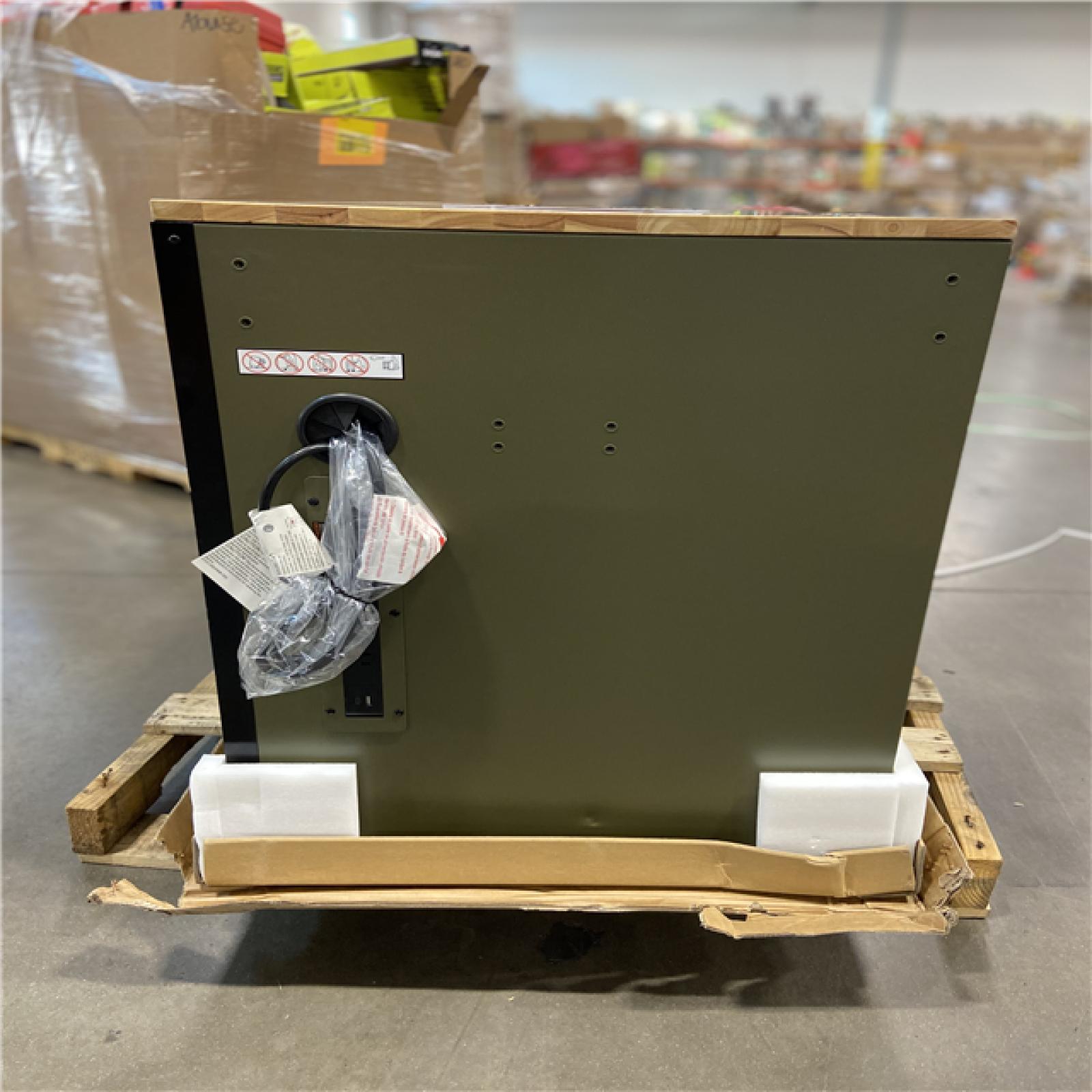 DALLAS LOCATION - Husky Limited Edition 52 in. x 24.5 in. D 10-Drawer Army Green Mobile Workbench with Solid Wood Top