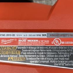 AS-IS Milwaukee FUEL 18V Lithium-Ion Brushless Cordless 1/2 in. Mud Mixer (Tool-Only)