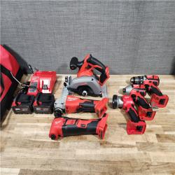 HOUSTON LOCATION - AS-IS MILWAUKEE 6 TOOL COMBO KIT W/ (2) BATTERY & CHARGER