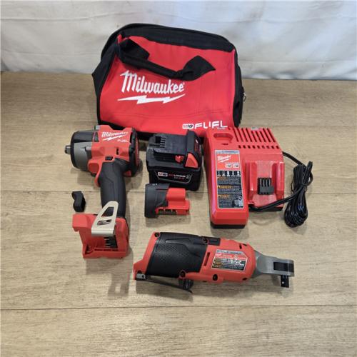 AS-IS Milwaukee FUEL 18V Cordless Mid Torque 1/2 in. Impact Wrench w/ M12 FUEL 3/8 in. Ratchet Combo Kit
