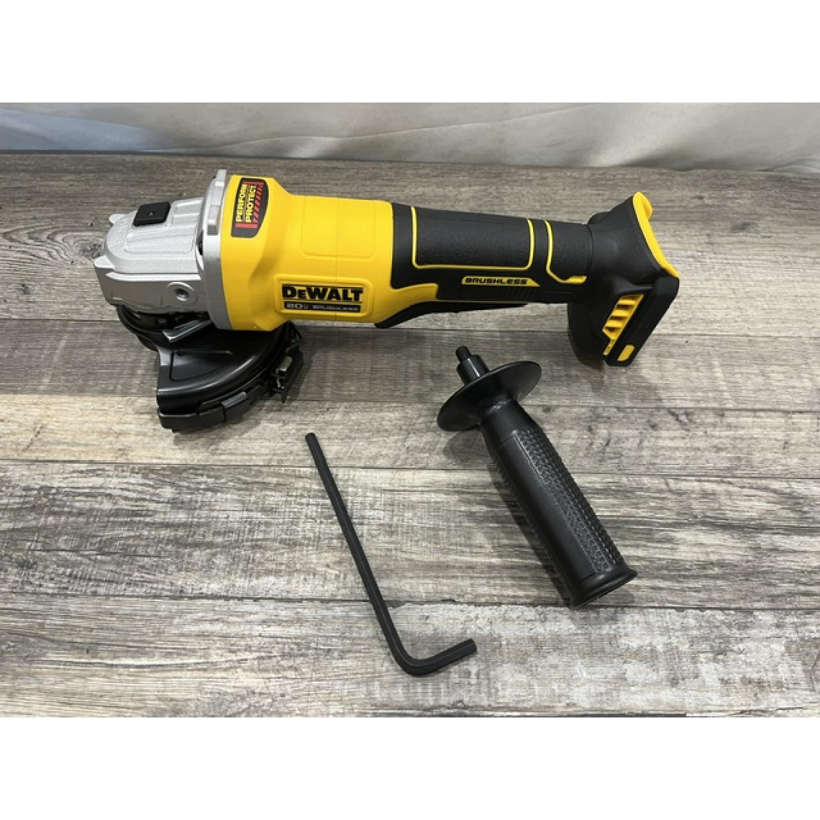 AS-IS DEWALT 20V MAX Cordless Brushless 4-1/2 in. Angle Grinder with Paddle Switch (Tool Only)