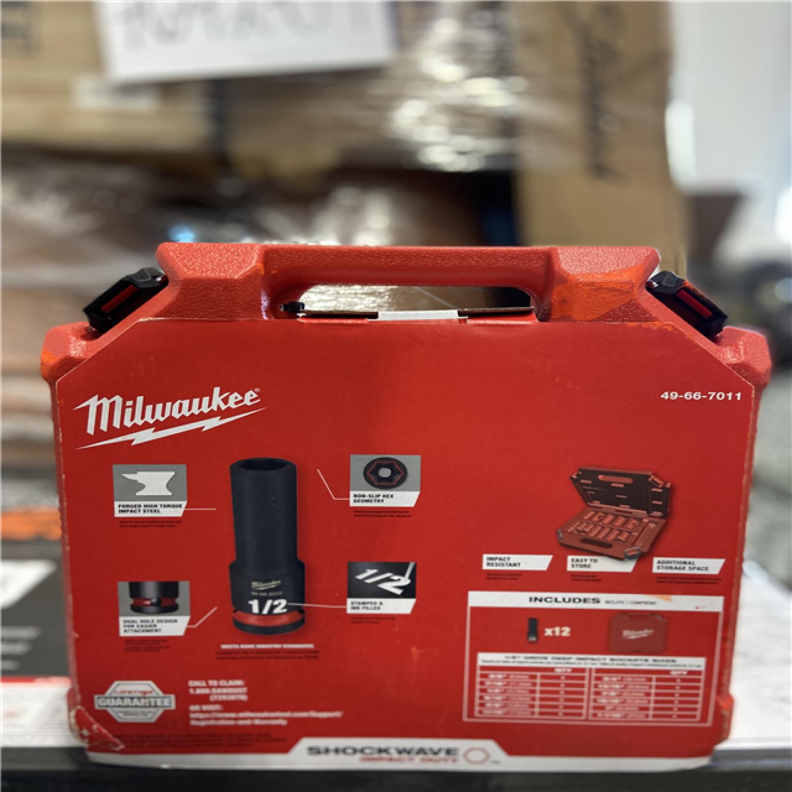 NEW! - Milwaukee SHOCKWAVE 1/2 in. Drive SAE Deep Well Impact Socket Set (12-Piece)