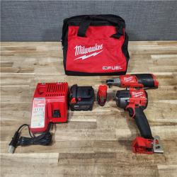 HOUSTON LOCATION - AS - IS Milwaukee FUEL 18V Cordless Mid Torque 1/2 in. Impact Wrench w/ M12 FUEL 3/8 in. Ratchet & Battery/Charger Combo Kit