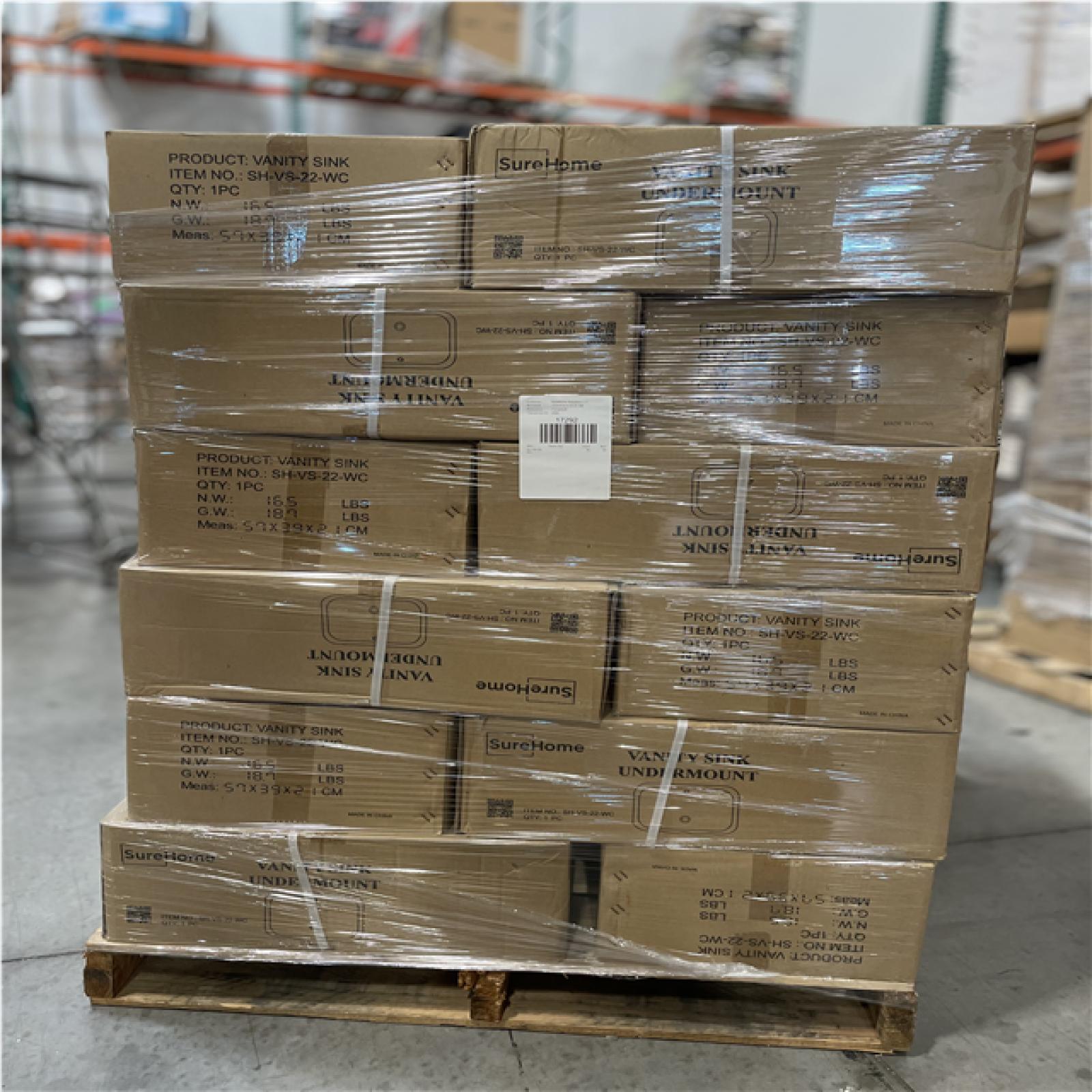 DALLAS LOCATION -VANITY SINK UNDERMOUNT WHITE PALLET - (30 UNITS)