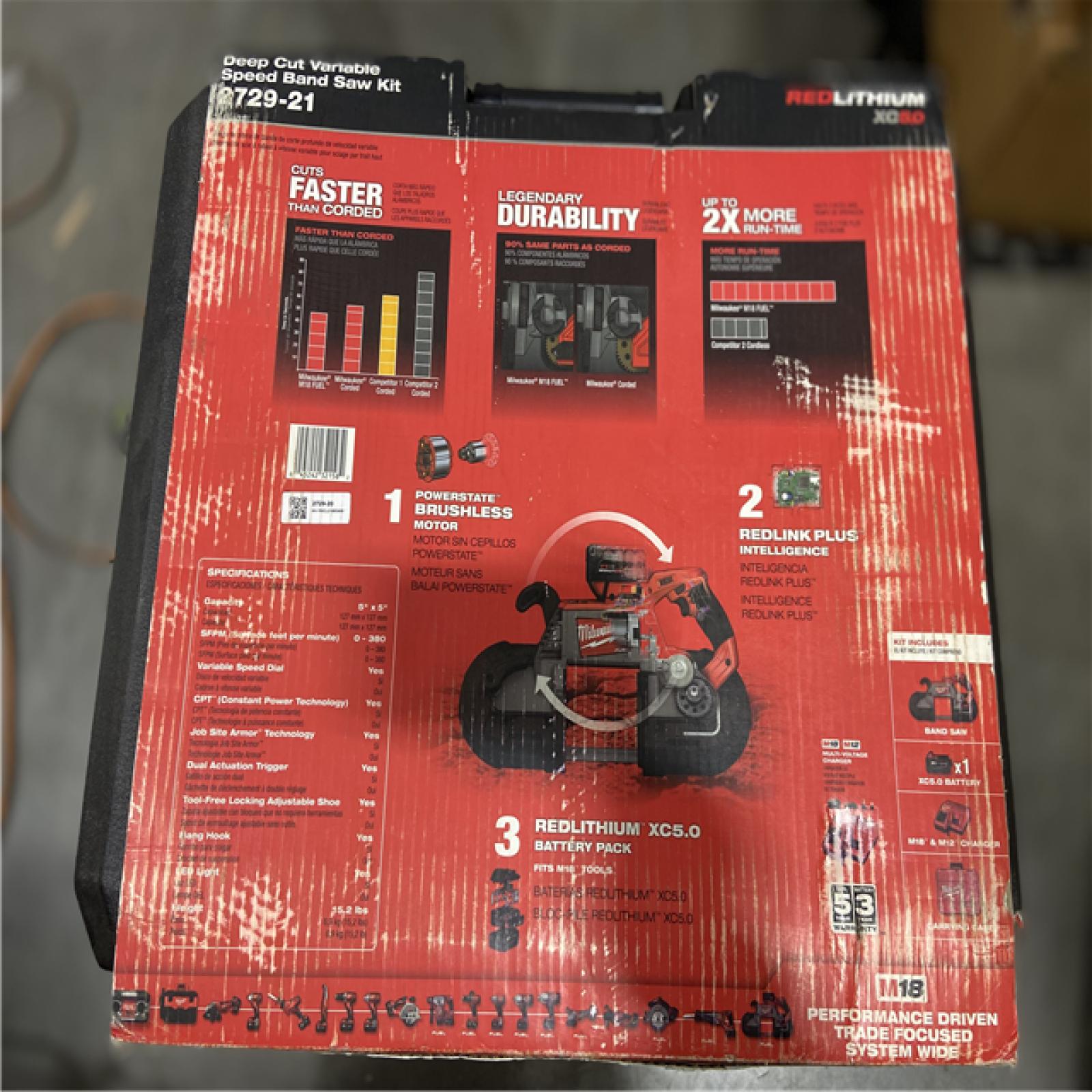 LIKE NEW! - Milwaukee M18 FUEL 18V Lith-Ion Brushless Cordless Deep Cut Band Saw w/ (1) 5.0 Ah Battery