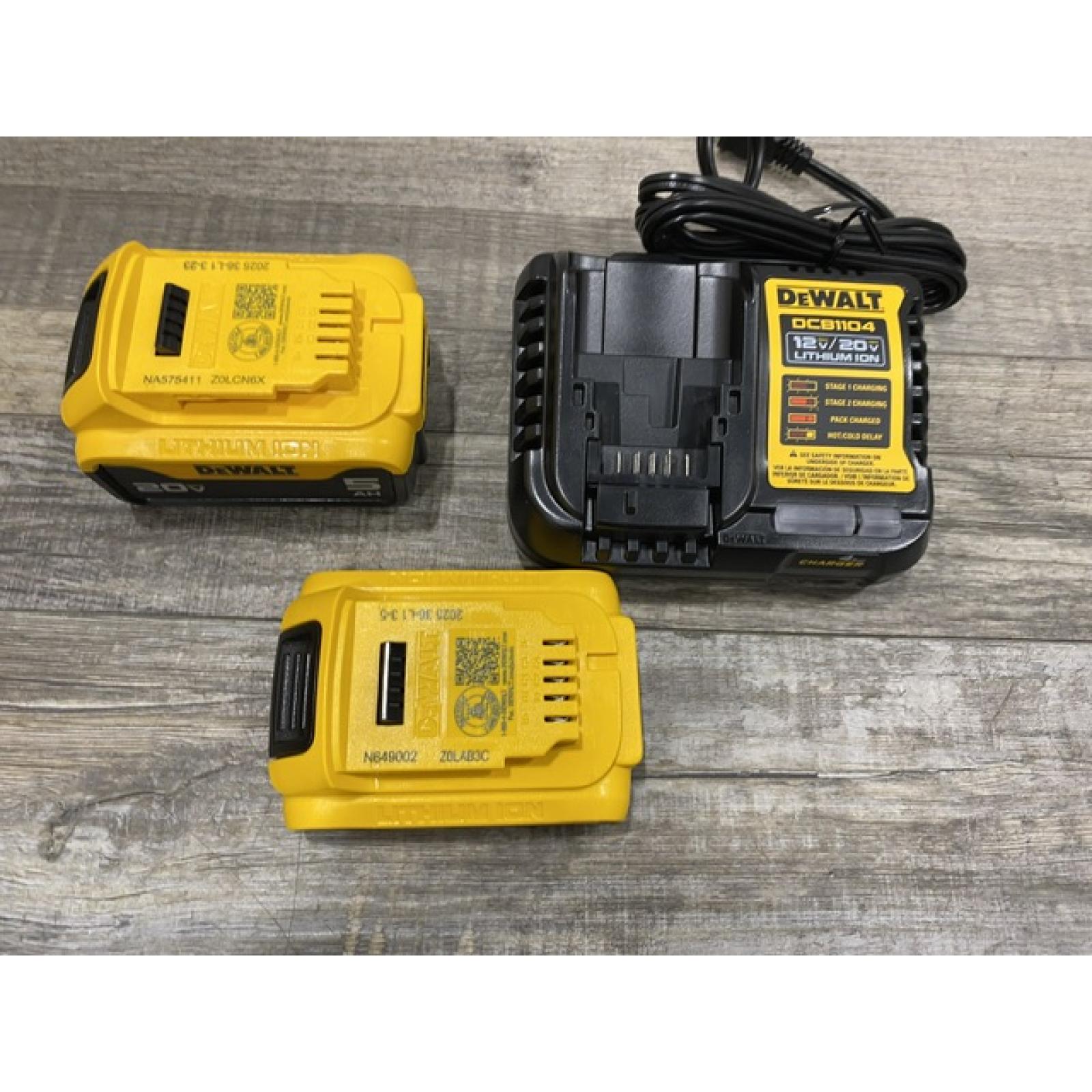 AS-IS DEWALT 20V MAX Lithium-Ion Battery Kit with 5.0Ah and 2.0Ah Battery and Charger