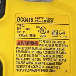AS-IS DEWALT 60V MAX Cordless Brushless 4.5 in. to 6 in. Small Angle Grinder with Kickback Brake (Tool Only)