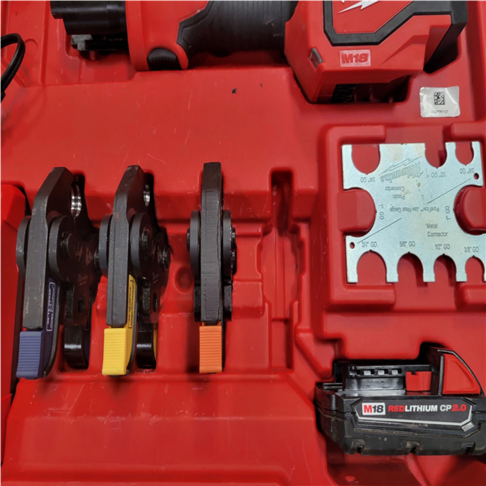 CALIFORNIA AS-IS MILWAUKEE M18 SHORT THROW PRESS TOOL W/ VIEGA PUREFLOW JAWS