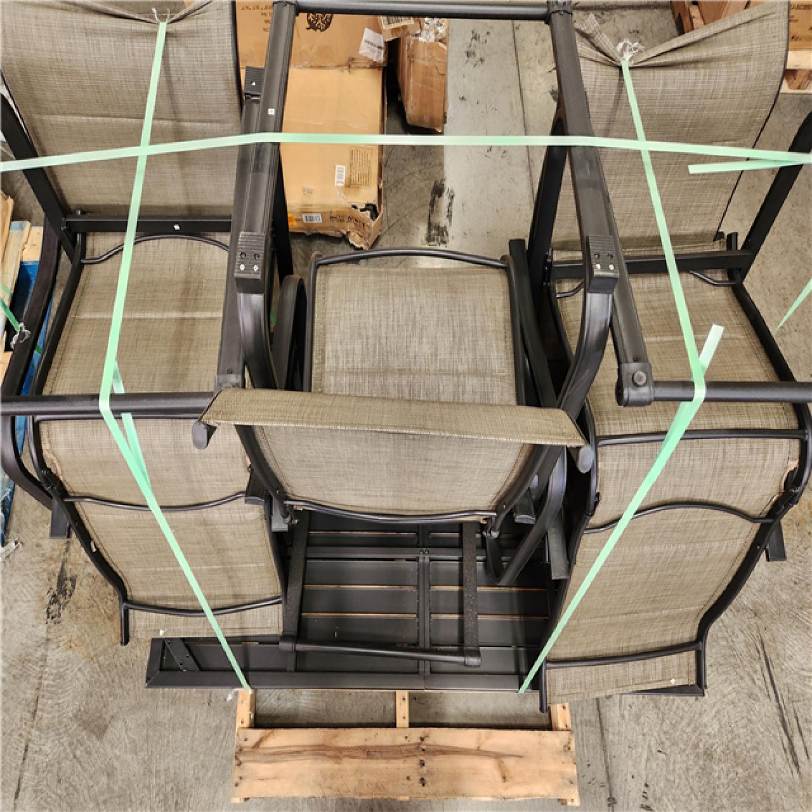 Phoenix AS-IS 7-Piece Metal Outdoor Patio Dining Set with Textilene Chairs and a Rectangular Table