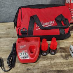 HOUSTON LOCATION - AS-IS (APPEARS LIKE NEW) MILWAUKEE M12 12V Lithium-Ion Cordless Combo Kit (5-Tool) with Two 1.5Ah Batteries, Charger & Tool Bag