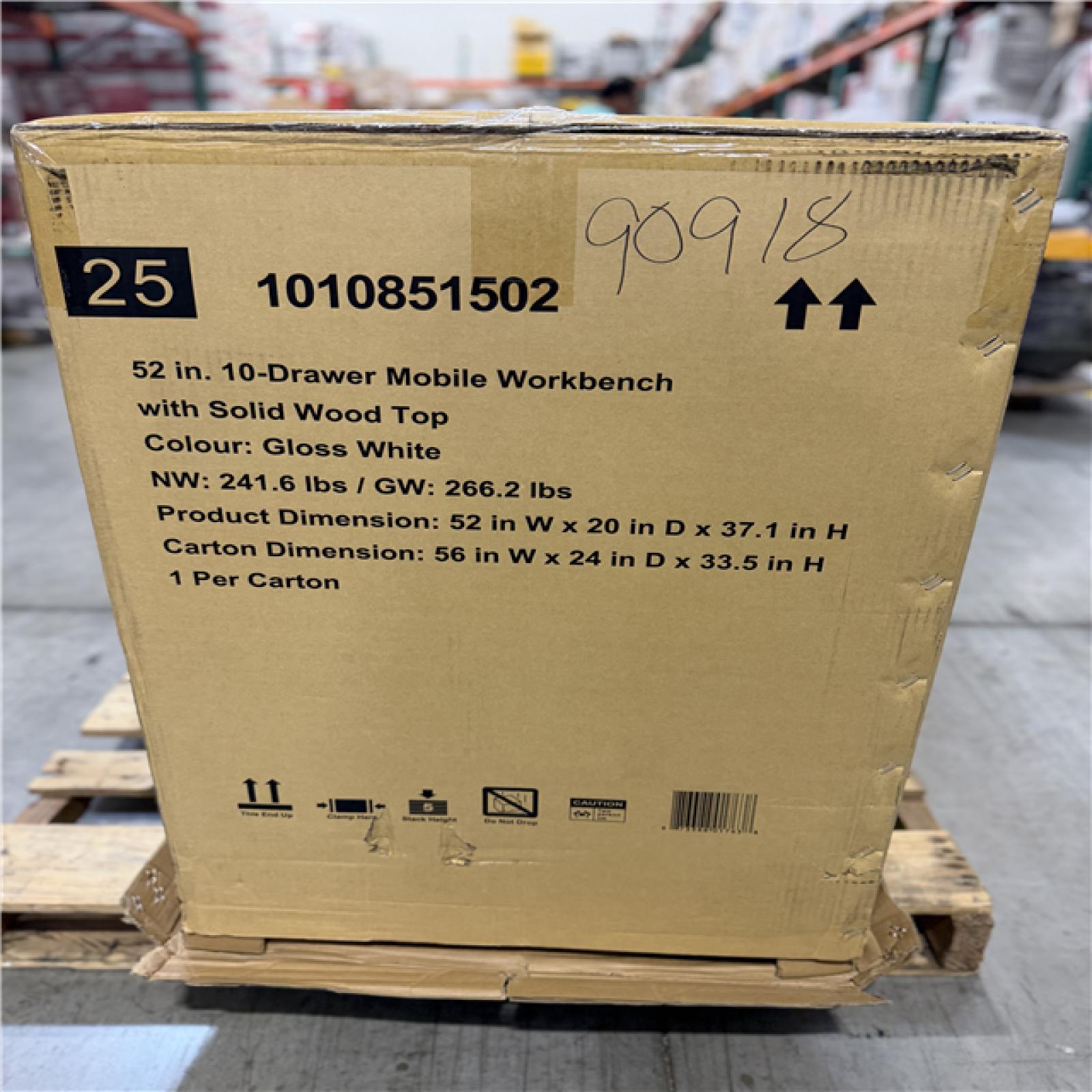 DALLAS LOCATION - HUSKY 52IN 10 DRAWER WORKBENCH GLOSS WHITE