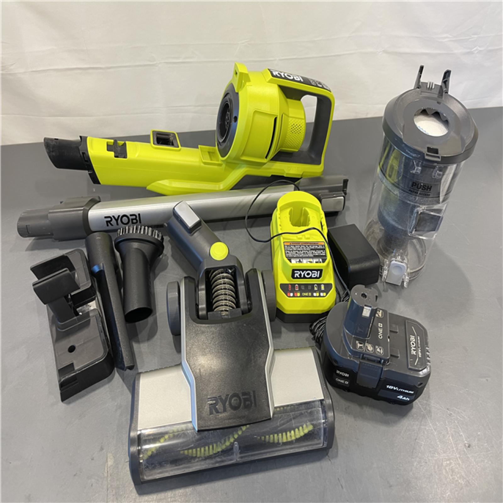 AS-IS - RYOBI ONE+ 18V Cordless Stick Vacuum Cleaner Kit with 4.0 Ah Battery and Charger