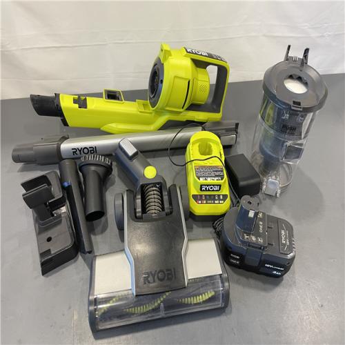 AS-IS - RYOBI ONE+ 18V Cordless Stick Vacuum Cleaner Kit with 4.0 Ah Battery and Charger