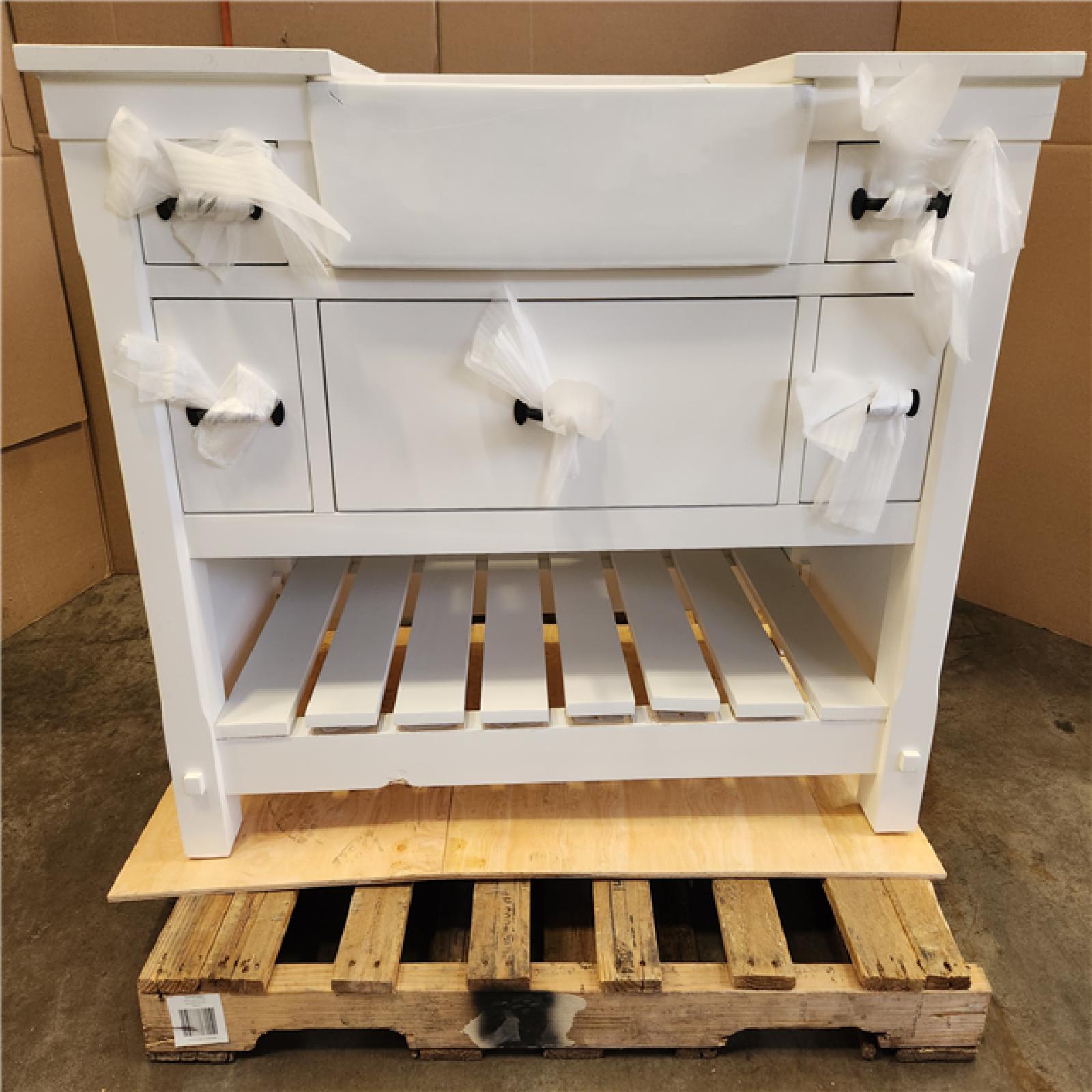 Phoenix AS-IS Home Decorators Collection Wellford 49 in. Single Sink Freestanding White Bath Vanity with White Engineered Stone Top (Assembled) (Damaged TOP)