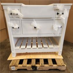 Phoenix AS-IS Home Decorators Collection Wellford 49 in. Single Sink Freestanding White Bath Vanity with White Engineered Stone Top (Assembled) (Damaged TOP)