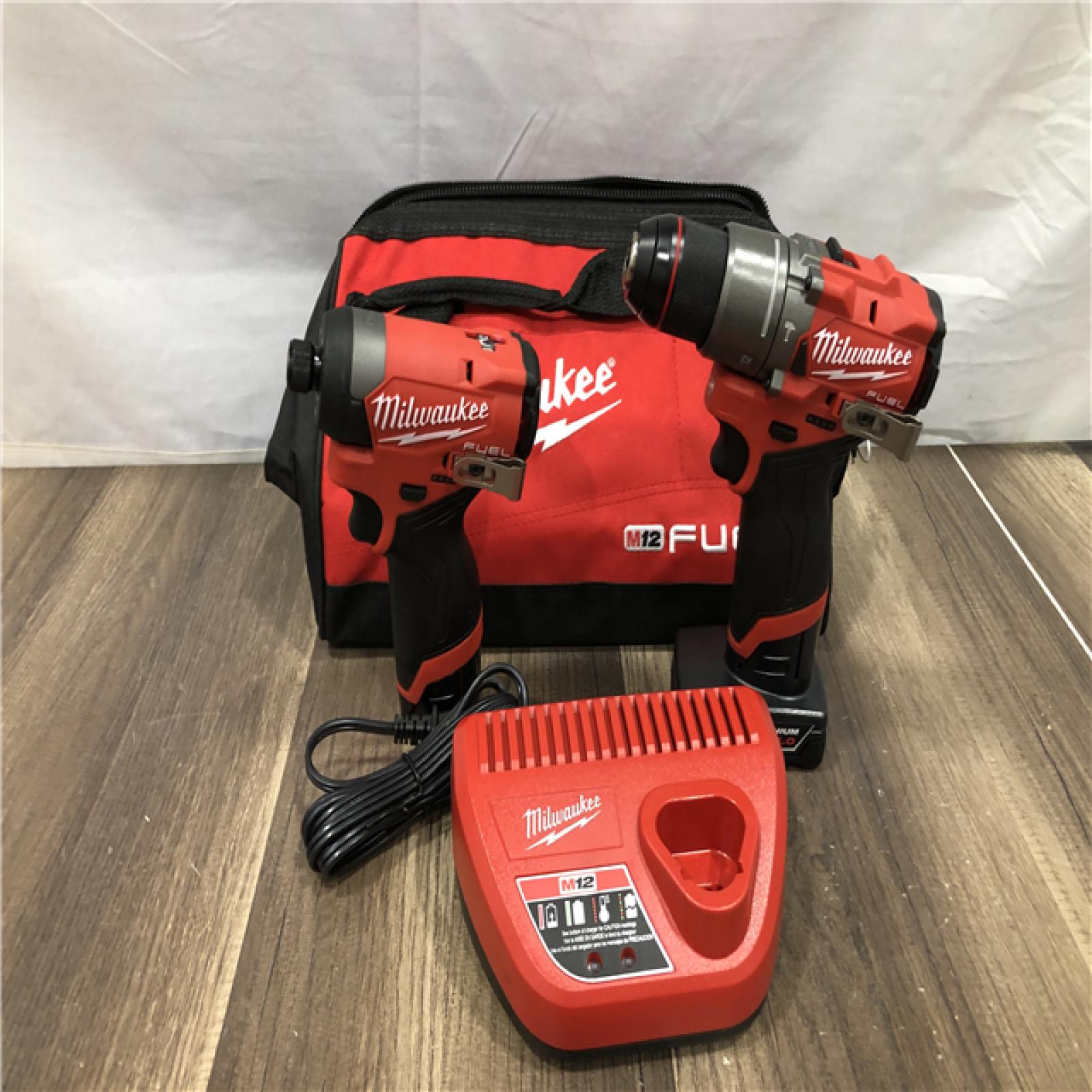 AS-IS Milwaukee FUEL 12-Volt Lithium-Ion Brushless Cordless Hammer Drill and Impact Driver Combo Kit