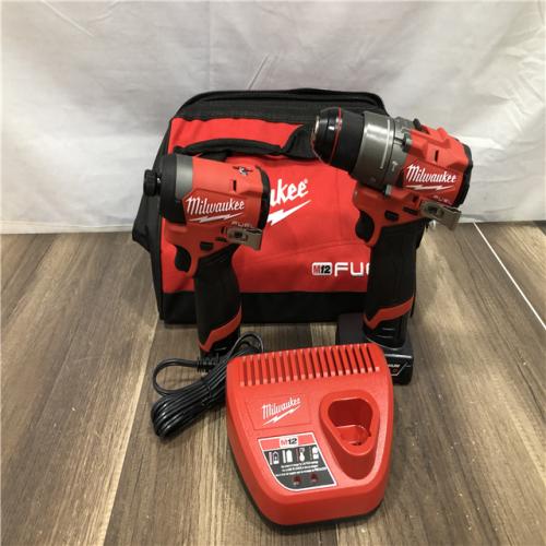 AS-IS Milwaukee FUEL 12-Volt Lithium-Ion Brushless Cordless Hammer Drill and Impact Driver Combo Kit