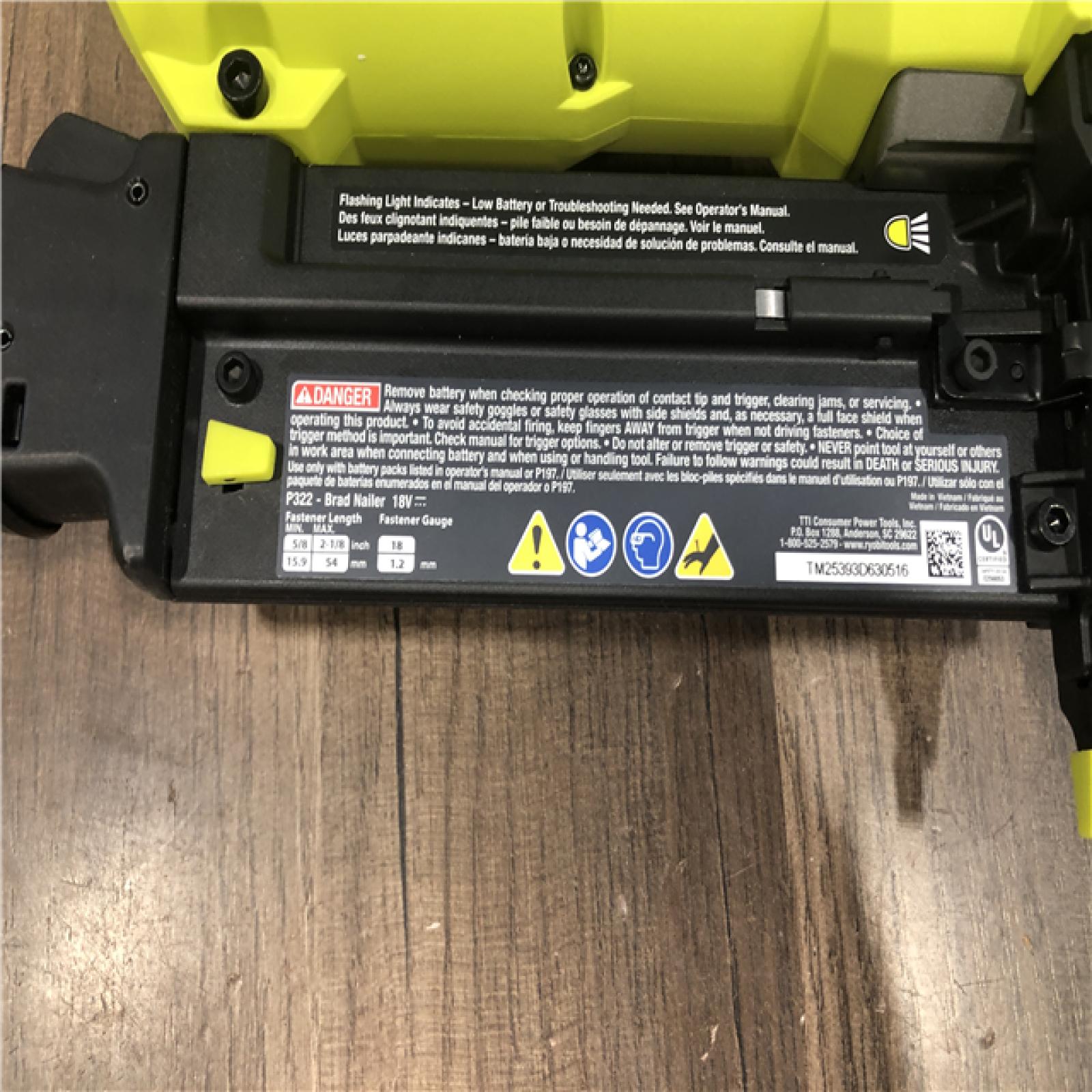 AS-IS RYOBI ONE+ HP 18V 18-Gauge Brushless Cordless AirStrike Brad Nailer (Tool Only)