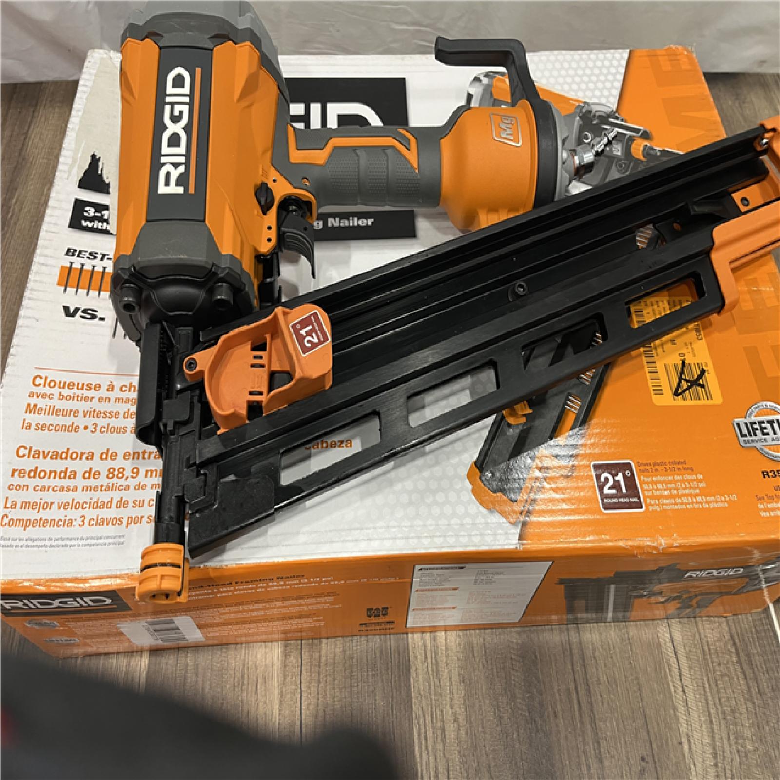 AS-IS Ridgid 21-Degree 3-1/2 in. Round Head Framing Nailer