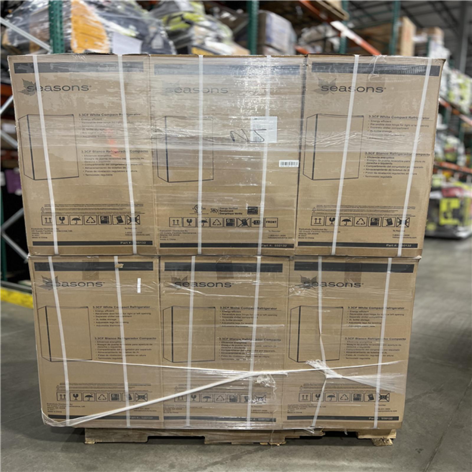 DALLAS LOCATION - Seasons® 3.3 Cu. Ft. Compact Refrigerator W/ Chiller (White) PALLET - (12 UNITS)