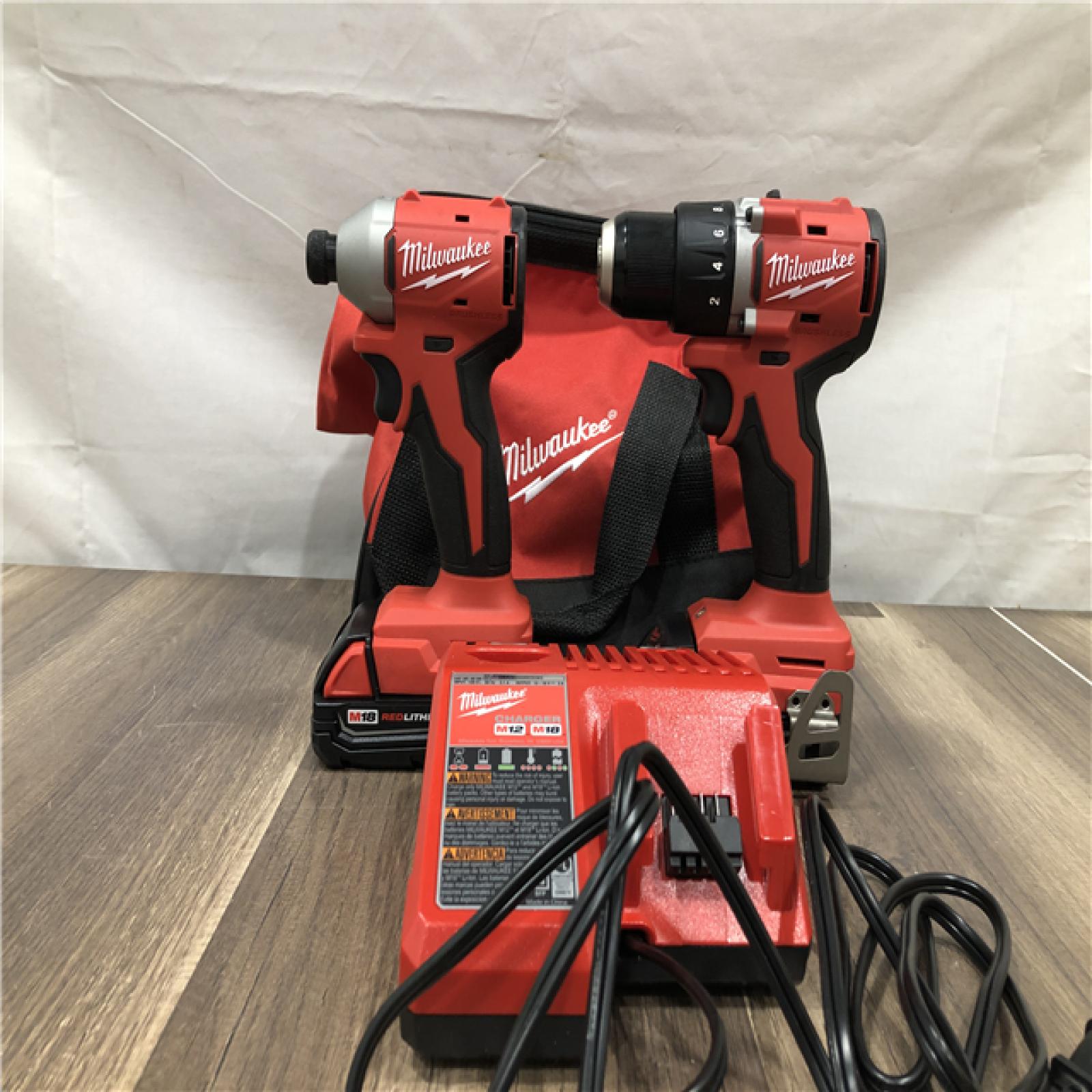 AS-IS Milwaukee 18V Lithium-Ion Brushless Cordless Compact Drill/Impact Combo Kit